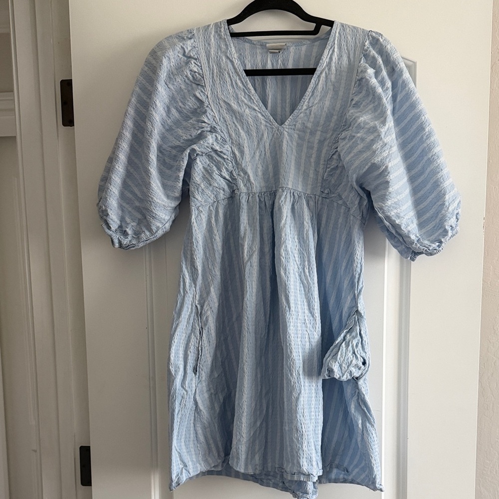 a new day Light Blue Striped Mini Dress